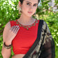 Red Cotton Silk Blouse with Delicate Hand Embroidery and Fisheye Back