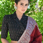 Classy Black Ikat Overlap Collared Blouse with Side Tie-Up