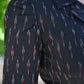 Classy Black Ikat Overlap Collared Blouse with Side Tie-Up
