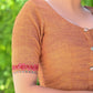 Exclusive Rust Orange Cotton Blouse with Beautiful Red Embroidery and Wooden Buttons at the Back