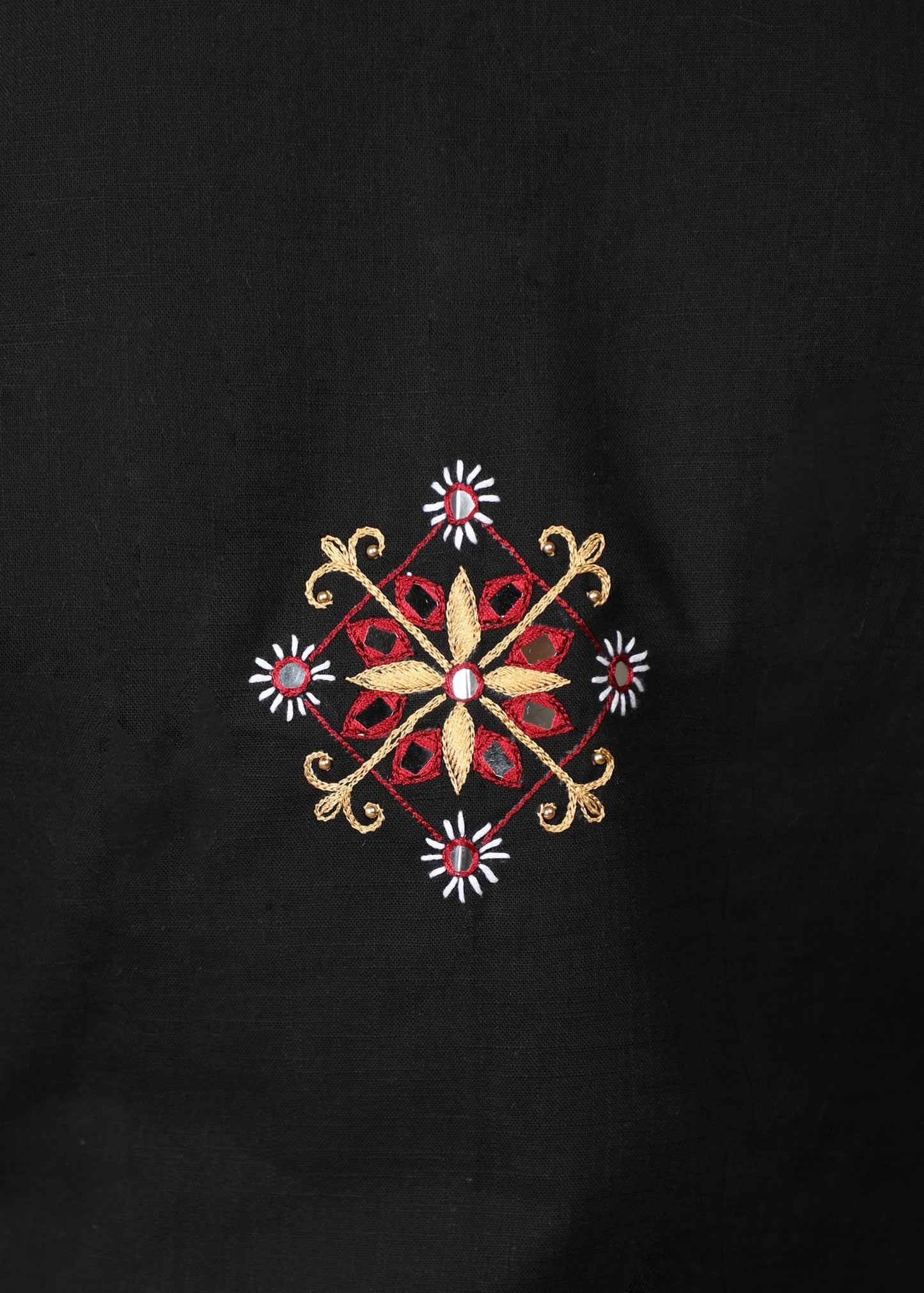 Elegant Black Hand Embroidered Jacket with Plain Black Inner