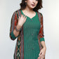 Green Cotton Ikat Combination Kurta-Pant Optional