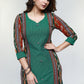 Green Cotton Ikat Combination Kurta-Pant Optional