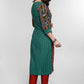 Green Cotton Ikat Combination Kurta-Pant Optional
