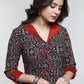 Ajrakh Cotton Kurta With Stylish Collar-Pant Optional