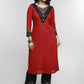 Maroon Cotton Ajrakh Combination Kurta-Pant Optional