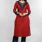 Maroon Cotton Ajrakh Combination Kurta-Pant Optional