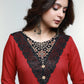 Maroon Cotton Ajrakh Combination Kurta-Pant Optional