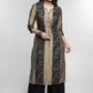 Dark Beige Cotton Silk Kurta with Warli print-Pant Optional