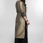 Dark Beige Cotton Silk Kurta with Warli print-Pant Optional