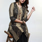 Dark Beige Cotton Silk Kurta with Warli print-Pant Optional