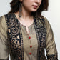 Dark Beige Cotton Silk Kurta with Warli print-Pant Optional