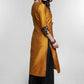 Mustard Cotton Silk Kurta with Brocade Yoke-Pant Optional