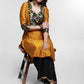 Mustard Cotton Silk Kurta with Brocade Yoke-Pant Optional