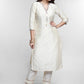 Off White Cotton Silk Kurta with Lace Placke-Pant Optional