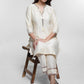 Off White Cotton Silk Kurta with Lace Placke-Pant Optional