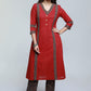 Maroon Cotton Kurta with Ajrakh Combination-Pant Optional