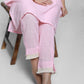 Pink Cotton High Neck Kurta with delicate laces-Pant Optional
