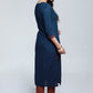 Navy Blue Cotton Ajrak Kurta with Applique Work-Pant Optional