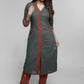 Grey Cotton Ajrakh Kurta-Pant Optional