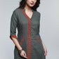 Grey Cotton Ajrakh Kurta-Pant Optional
