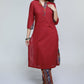 Wine Cotton Ikat Straight Kurta-Pant Optional