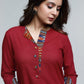Wine Cotton Ikat Straight Kurta-Pant Optional