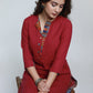 Wine Cotton Ikat Straight Kurta-Pant Optional