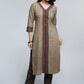 Cement Colour Cotton Ajrakh Combination Kurta-Pant Optional