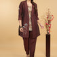 Embroidered Coffee Brown Cotton Silk Evening Jacket