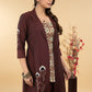 Embroidered Coffee Brown Cotton Silk Evening Jacket