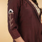 Embroidered Coffee Brown Cotton Silk Evening Jacket