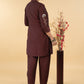 Embroidered Coffee Brown Cotton Silk Evening Jacket