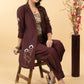 Embroidered Coffee Brown Cotton Silk Evening Jacket