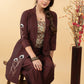 Embroidered Coffee Brown Cotton Silk Evening Jacket