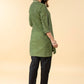 Graceful Pure Cotton Green Embroidered Collared Tunic - Pant Optional
