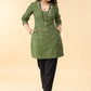 Graceful Pure Cotton Green Embroidered Collared Tunic - Pant Optional