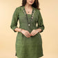 Graceful Pure Cotton Green Embroidered Collared Tunic - Pant Optional