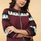 Elegant Pure Cotton Maroon Ikat Combination Tunic - Pant Optional