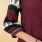 Elegant Pure Cotton Maroon Ikat Combination Tunic - Pant Optional
