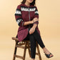 Elegant Pure Cotton Maroon Ikat Combination Tunic - Pant Optional