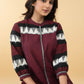 Elegant Pure Cotton Maroon Ikat Combination Tunic - Pant Optional