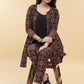 Smart Black Ajrakh Jacket with Cotton Silk Inner (2 Piece) - Ajrakh Pant Optional