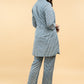 Chique Applique Work Striped Indigo Shirt Jacket with Cotton Inner (2 Piece)- Co-ord Indigo Pant Optional