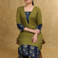 Classy Moss Green Cotton Kurta with Blue Floral Combination