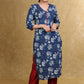 Easy To Wear Cotton Floral Indigo Kurta