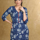 Easy To Wear Cotton Floral Indigo Kurta