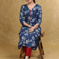 Easy To Wear Cotton Floral Indigo Kurta
