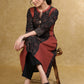 A-Line Black Maroon Ajrakh Combination Kurta