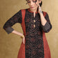 A-Line Black Maroon Ajrakh Combination Kurta